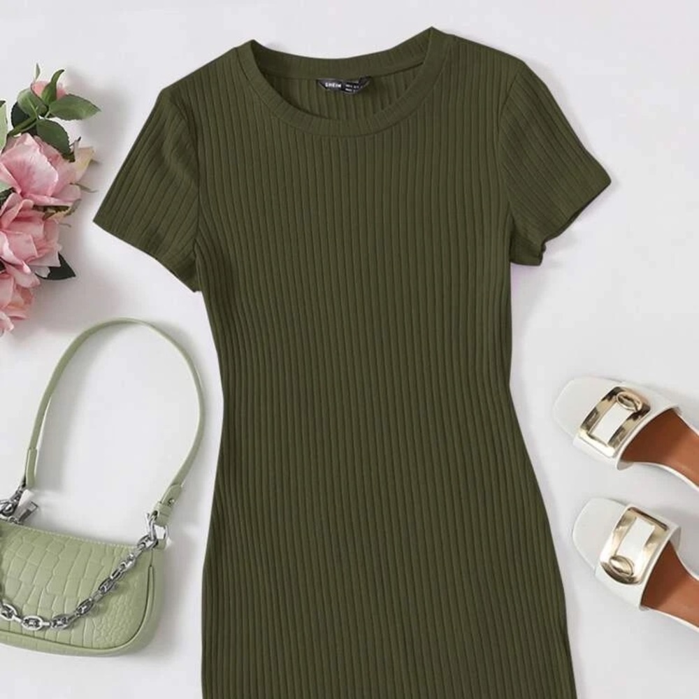 SHEIN Ribbed Mini Bodycon Dress